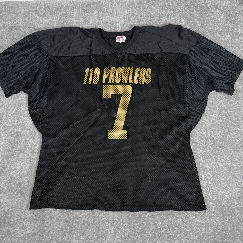 Vintage Johnny Mac's Jersey Mens XXL Black 110 Prowlers Big Iron USA Made Hockey